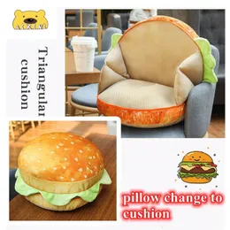 Pluszowe poduszki Poduszki Tosty Sofa Poduszka Dekor Home Plushie Pchana miękka burger poduszka siedzenie samochodowe miękki napełniony backrest zabawny prezent chlebowy słodki plusz