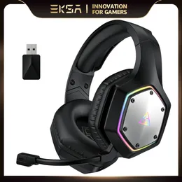 Headsets EKSA 2 4GHz Wireless Headphones E1000 WT 7 1 Surround Wired Gaming Headset Gamer with ENC Mic Low Latency for PC PS4 PS5 Xbox 230927