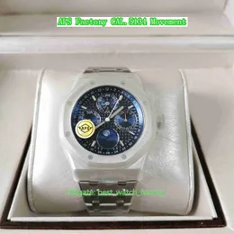 Super Factory Mens Watch 41mm 26574 Calendário Perpétuo Fase da Lua Relógios Mostrador Azul 904L Aço Safira CAL.5134 Movimento Mecânico Automático Relógios de Pulso Masculino