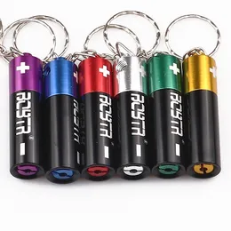 Multi Colors Metal Mini Smoking Pipes Battery Shape With Keychain Detachable Cigarette Hand Tobacco Filter Pipe Removable Key Buckle Ring Fathers With Display Box