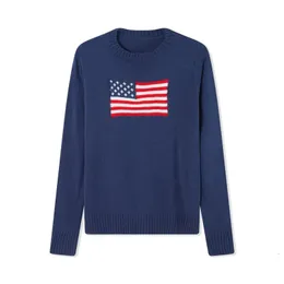 Kvinnors tröjor kvinnor flagga tröjor vintage casual långärmad besättning hals lös passform passa pullover jumper estetiska hösttoppar