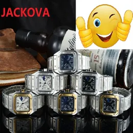 Wszystkie tarcze działają klasyczni retro kwadratowe kwarcowe zegarki księżycowe 42 mm duże złote stali nierdzewne zegarek moda luksusowa zegarek R336T