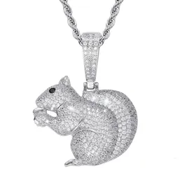 Hip Micro Inlaid Zircon Cute Little Squirrel Pendant Small Animal Personality Trendetter Hip Hop Jewelry Men's and Women's Accessories