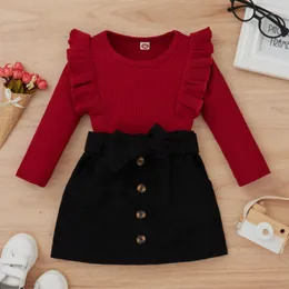 Clothing Sets Ma Baby 9M-4Y Toddler Kid Girls Clothes Set Knitted Sweater Tops Bow Corduroy Skirts Outfits Autumn Spring Costumes D35 230927