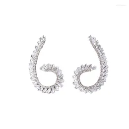 Stud Earrings Europe And The United States Retro French Geometry Light Luxury Heavy Zircon For Women Senior Sense Atmosphere Ne
