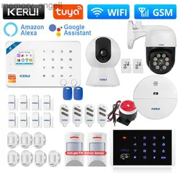 Sistemi di allarme KERUI W181 Sistema di allarme Sensore di movimento WIFI GSM Allarme Kit casa Supporto Alexa Tuya Smart/Smart Life APP Sensore porta Antifurto YQ230927