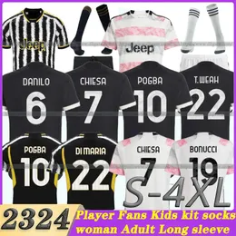 fans player soccer jerseys 2023 2024 MILIK DI MARIA VLAHOVIC KEAN POGBA CHIESA McKENNIE LOCATELLI JUVE jerseys 23 24 Kits men and Kids unifor Juventus Football shirt