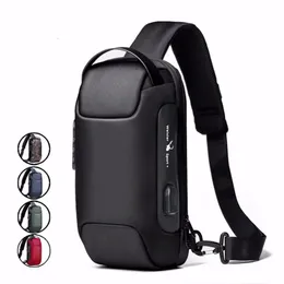 Mochila Homens Sling Mochila Mochila Crossbody Bag com Porta de Carga USB Anti-Roubo Viagem Masculino Motocicleta Rider Side Ombro Peito Sacos 230927