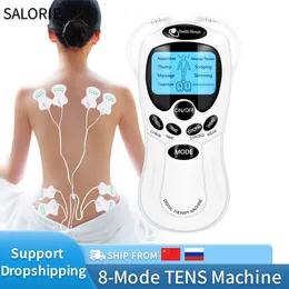 Bärbar Slim Equipment 8-Mode Electric Tens Muscle Stimulator EMS Acupuncture Face Body Massager Digital Therapy Herald Massage Tool Electrastimulator 230926