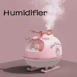 Humidifiers Mini Cartoon Helicopter Aroma Air Humidifier USB Electric Essential Oil Diffuser with Warm Night Light for Car Office Home YQ230927