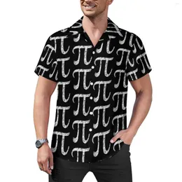 Men's Casual Shirts Mesh Symbol Pi Greek Letter Print Beach Shirt Hawaii Retro Blouses Mens Graphic 3XL 4XL