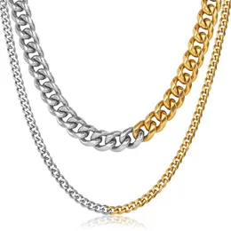 Miami Hip Hop 3 9mm Stainless Steel Cuban Curb Link Chain Gold Silver Color Choker Necklace for Men Women Trend Jewelry DNM37Q0115289T
