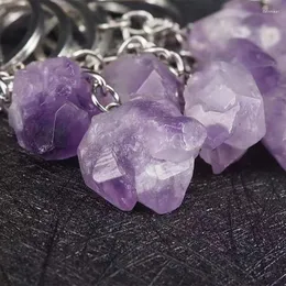 Pendant Necklaces Keychain Amethyst Lavender Crystal Chakra With Brazilian Gem Irregular Shape