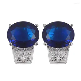 Stud Earrings Eulonvan Luxury Charms Trendy Wedding 925 Sterling Silver For Noble Generous Women Girl Dark Blue Cubic Zirconia S-3705
