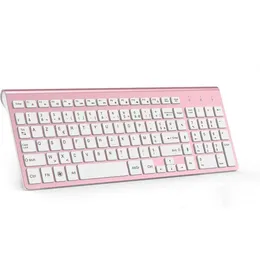 Keyboards Wireless Keyboard AZERTY 2 4Ghz Ultra Thin Portable Silent 2400 DPI Ergonomic French for PC Laptop TV Pink 230927