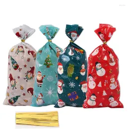Christmas Decorations 30pcs/set Candy Bags Gift Wrap Bag Santa Xmas Cookie Packing Cellophane Festival Party Favor