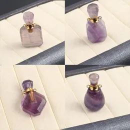 Pendant Necklaces 2023 Multiple Shape Natural Amethyst Perfume Bottle Essential Oil Diffuser Reiki For Women Making Jewerly DIY Necklace