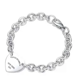 Catene di bracciale di design per ciondolo a forma di cuore in argento sterling 925 Catena a forma di O Regalo per fidanzata di gioielli di marca di lusso di alta qualità