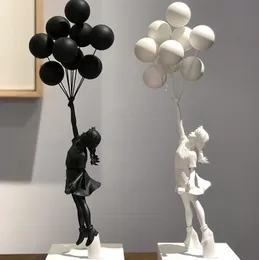 Decorative Objects Figurines Banksy Balloon Girl Statue Bomb Girl Healing Sculpture Flying Balloon Girl England Art House Decoration Christmas Gift 230926