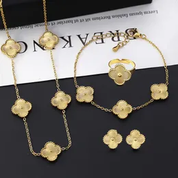 Women Four-leaf Clover Designers Necklace Bracelet Earrings Rings Jewelry Sets Designer Jewelry Brand Flower Jewellery Chain Wedding Christmas Gift