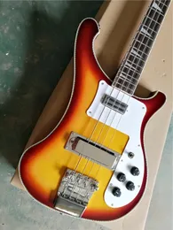 4 Strings Neck-thru-Body Electric Bass Guitar with Body Binding,White Pickguard,Chrome Hardware,Can be customized