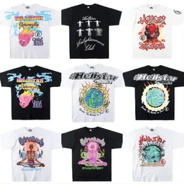 Verão Hellstar Designer Curto Masculino Plus Tees Hellstar Camiseta Rapper Lavagem Cinza Pesado Artesanato Unissex Manga Curta Top Alta Moda Retro Camiseta Feminina SMLXL