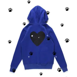 CDG Highest-quality Trendy 2023 Designer Cdgs Hoodie Play Little Red Heart Back Multi Heart Mens And Womens Leisure Zipper Hoodie Grey Couples Sweater Blue