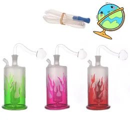 Wholesale Flame hookah Newest MINI 10mm female glass water dab rig bong with oil burner bowl and silicone hose for smoking Halloween Gift