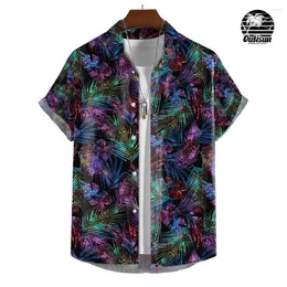 Men's Casual Shirts Shirt Hawaiian Vintage Oversized Short Sleeve Street Trendy Lapel Top Fashion Stitch Tees