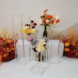 Party Decoration Wedding Centerpiece Gold Acrylic Plated Geometric Flower Stand Home Shiny Metal Iron Rectangle Square Frame Backdrop