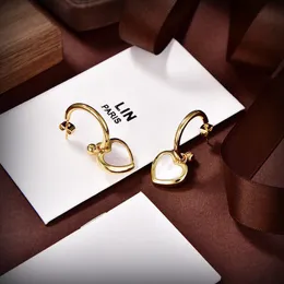 Designer Gold Charm Earrings Women Hoops Heart Stud Earings Luxury Shell Jewelry Fashion Dangle Jewlery Womens Earring Earing CYD2392623-6