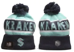 Seattle Beanie Kraken Beanies Nordamerikansk hockeybolllag Sidan Patch Winter Wool Sport Knit Hat Skull Caps A4