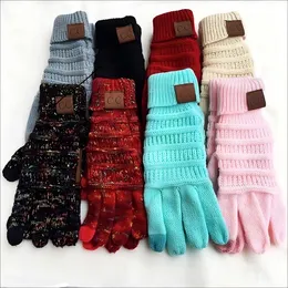 CC Вязаные емкостные перчатки с сенсорным экраном, женские зимние теплые шерстяные перчатки, противоскользящие вязаные рождественские подарки 2024