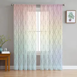 Rideau géométrique simple minimaliste voile rideaux transparents pour salon fenêtre en mousseline de soie tulle cuisine chambre rideaux décor à la maison 230927