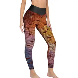 Pantaloni attivi Leggings con note musicali Blu Arancione Push Up Yoga Collant sportivi da corsa fitness vintage senza cuciture da donna