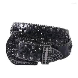 Bälten Punk Dark Diamond For Men Fashion Crystal Studded Accessories Pu Leather Midja Bekväm Cinto Cowboy Cowgirl Jeans