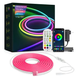 Tiras de led tuya inteligente wifi tira led luzes néon dc 12v rgb tira led bluetooth controle app sinal néon ao ar livre à prova dwaterproof água flexível led ll