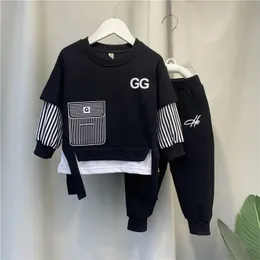 Clothing Sets New Boys Children Stripe Baby Long Sleeve Sweater and Pants Suit Sweatshirt Trousers Outfits Kids Sport 230927