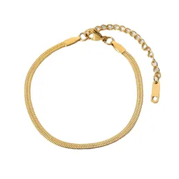 Cadena de espiga de acero inoxidable Pulsera de acero inoxidable Chapado en oro de 18 quilates Hoja de cuchillo Pulseras de mano Joyería de entrega de gota Dhxnj