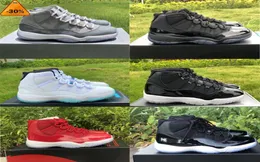 2022 Authentic 11 Shoes Jubilee 25th Anniversary Air Concord High Black Bred Win Like 96 Space Jam Clear White Metallic Silver 11s8297690