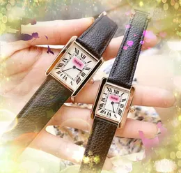 Relógio de pulso masculino com numerais romanos série tanque de couro genuíno borboleta feminino rosa ouro prata à prova d'água relógio de quartzo quadrado para amantes pulseira de corrente