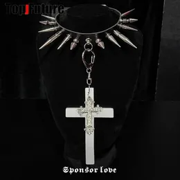 Chokers Harajuku Gothic vrouwen corss cosplay Punk ketting spike streetwear Subcultuur Spice Y2K Meisje Kraag Hart PU Lederen choker 230927