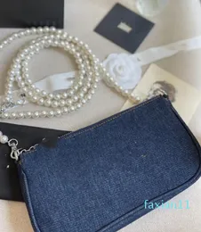 Bolsos Pearl Denim Designer Fashion 5A Monedero de moneda de banquete de moda de cuerpo cruzado de alta calidad