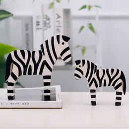 Objetos decorativos estatuetas nórdico simples animal zebra ornamentos de madeira escritório decoração de mesa po adereços decoração de artesanato 230926