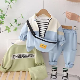 Clothing Sets Spring Autumn Children Boys Clothes Suit Handsome Jacket Coat Stripe Sweatpant Infant Cotton Tracksuits 3Pcs Set 1 2 3 4 5
