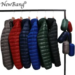 Men's Down Parkas NewBang 6 Colors Thin Jacket Men 90 Duck Down Jacket Ultra Light Down Jacket Hooded Outdoors Feather Parka With Carry Bag YQ230927