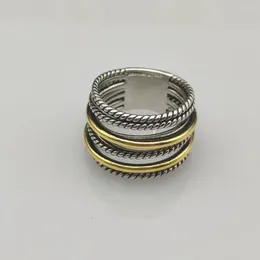 Cluster Rings High Quality David Youman Wholesale Twisted Wire Silver Plated Two-Tone Ring Gifts For Men And Women