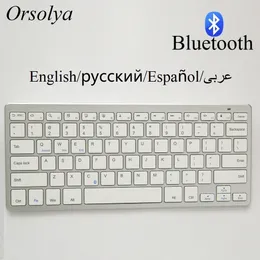 Klawiatury Rosyjski hiszpański arabski angielski Bluetooth Bezprzewodowa klawiatura do tabletu Laptop Smartphone Smartfon iOS Windows Android Silver 230927