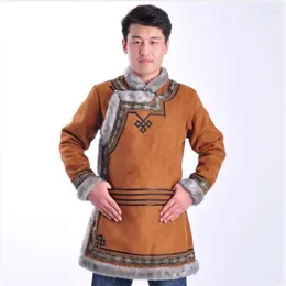 Ethnic Clothing Winter Traditional Men Cotton Jacket Tang Suit Mongolian Coat Retro Style Casual Warm Thick Tops