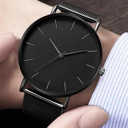 Män tittar på kvarts casual klockor enkel metall timme reloj Quartz titta på montre mesh rostfritt stål erkek kol saati masculino clock273c